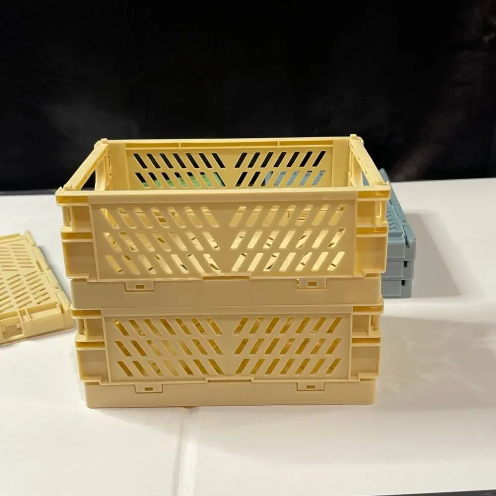 Mini Folding Crates Set Storage Baskets Collapsible Organizer